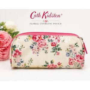 Cath Kidston Floral Cosmetic Makeup Pouch Zip Travel Toiletry Case Cream Pink